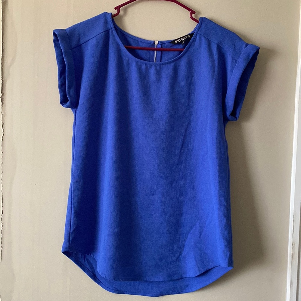 Express Blue Short Sleeve Blouse XS